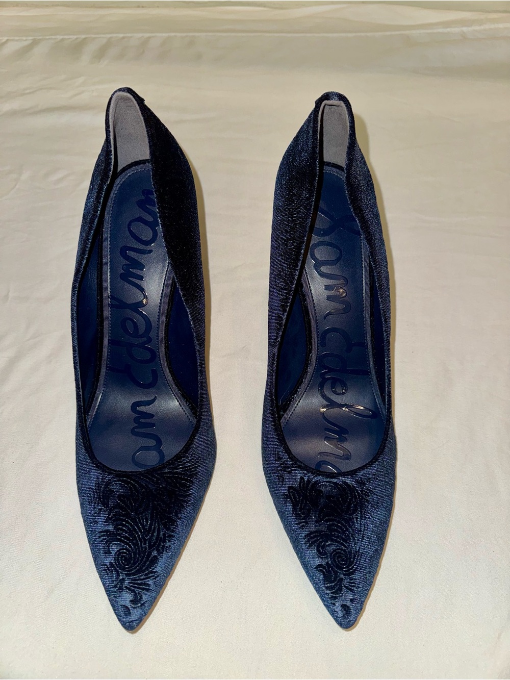 Sam Edelman Hazel Navy Velvet Pointed Toe Stiletto Pumps Heels - Women’s 14M